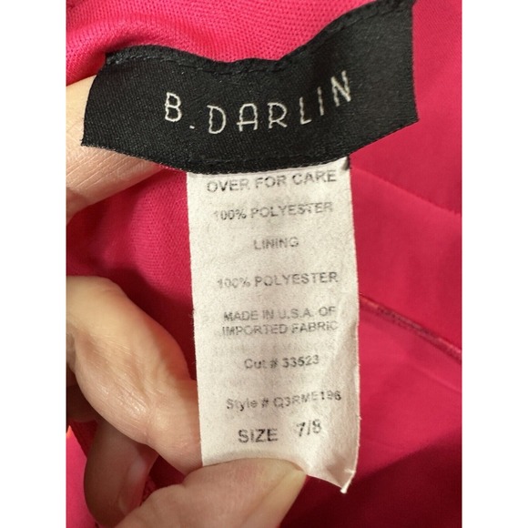 B Darlin Fuchsia Strapless Floral Gown Prom Formal Short Dance‎ Dress Sz 7 8 EUC - Picture 4 of 6